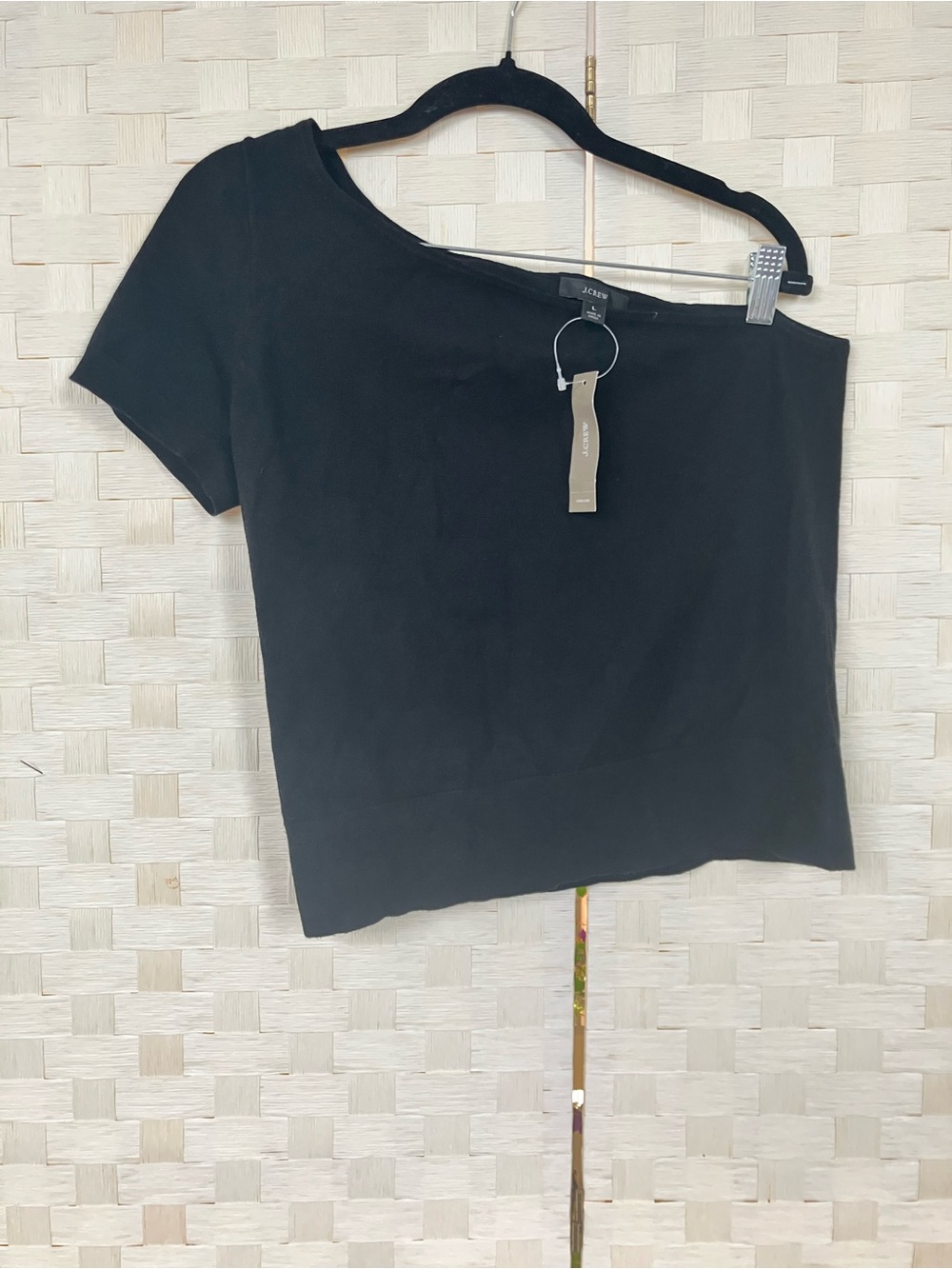J. Crew One-Shoulder Black Top